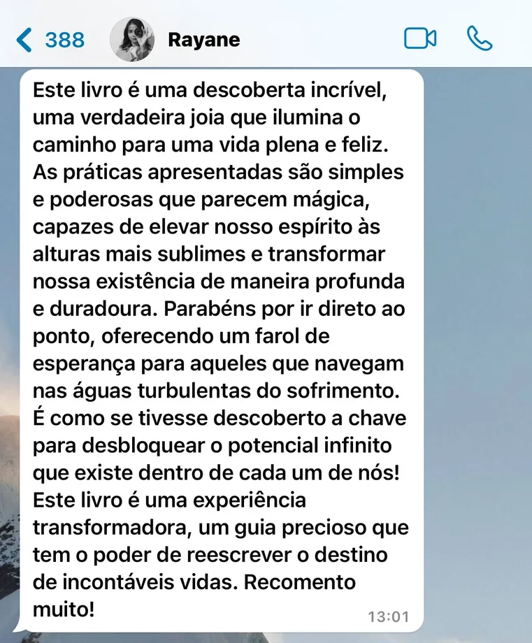 Depoimento de leitora no WhatsApp