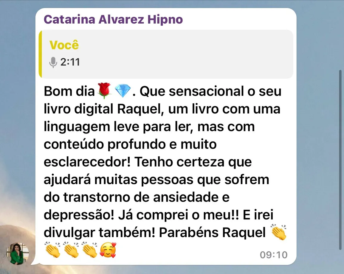 Depoimento de leitora no WhatsApp