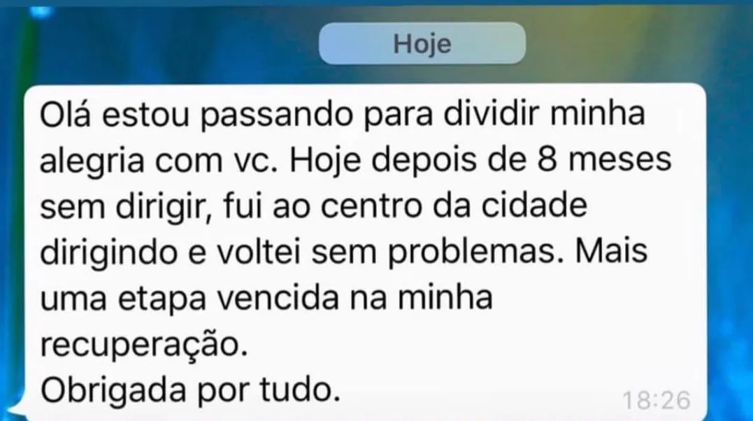 Depoimento de leitora no WhatsApp