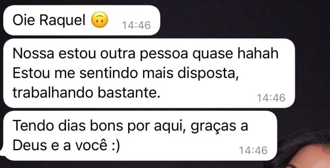 Depoimento de leitora no WhatsApp