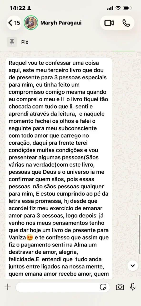 Depoimento de leitora no WhatsApp